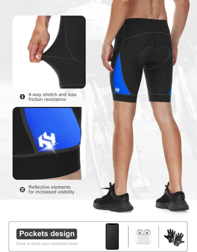 Miniatura 4 de Heathyoga Pantalones cortos acolchados de bicicleta para hombre con bolsillos, pantalones cortos de ciclismo de montaña para hombre con acolchado