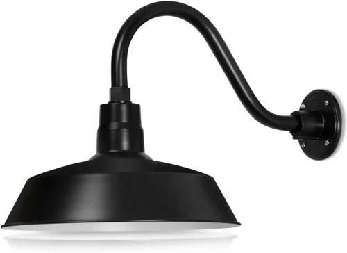 Miniatura 31 de 14 pulgadas. RLM Warehouse - Pantalla con brazo de cuello de cisne y bombilla Led A19 5000K de 9W Galvanizado (paquete de 2)
