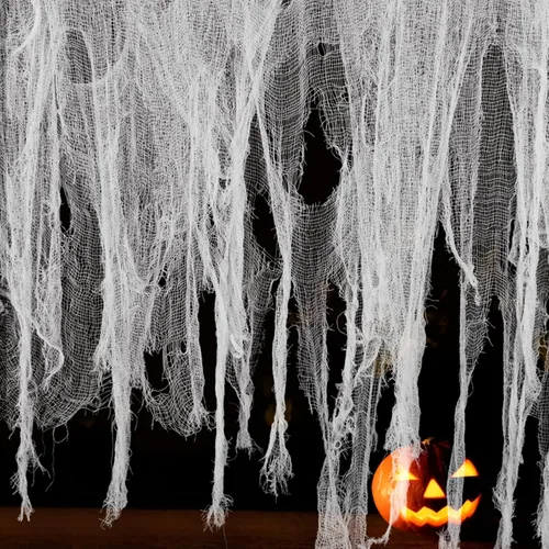 Miniatura 9 de Watayo Paquete de 8 paños espeluznantes de Halloween, tela espeluznante de 72 x 30 pulgadas, tela de araña elástica de Halloween, gasa espeluznante