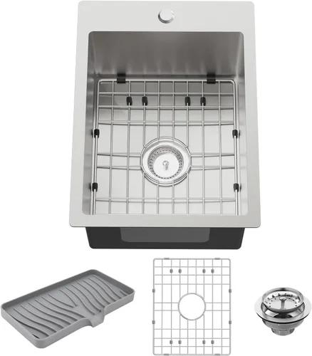 Miniatura 12 de Fregadero de cocina y bar negro de 12 x 16 pulgadas, pequeño tazón de acero inoxidable para montaje inferior, fregadero de cocina y bar, elección