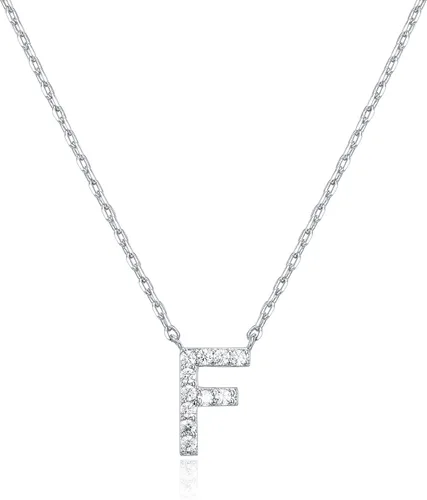 Miniatura 135 de PAVOI 14K White Gold Plated Cubic Zirconia Initial Necklace Letter Dainty Necklaces for Women