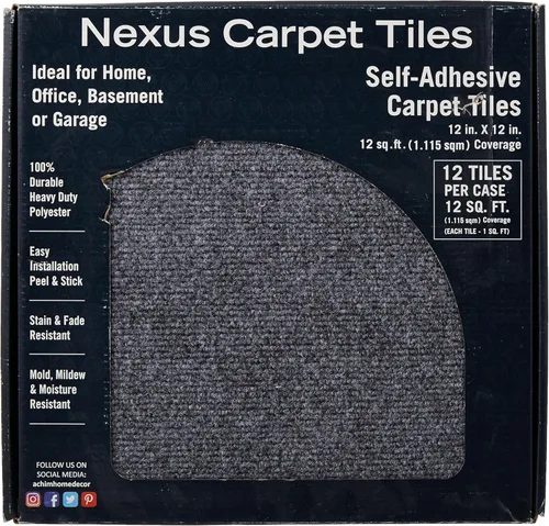 Miniatura 2 de Tapete autoadhesivo para enmoquetado Nexus de 12 x 12 pulgadas, color borgoña, de Achim Home Furnishings, NXCRPTSM12 Humo