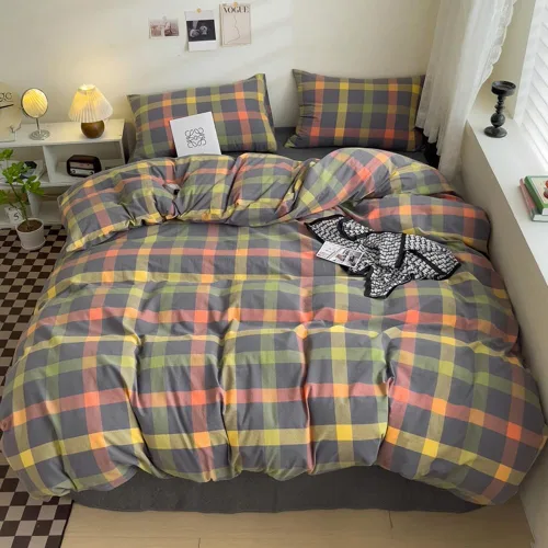 Miniatura 18 de DONEUS Juego de funda de edredón a cuadros 100% algodón lavado como lino súper suave y cómodo, juego de ropa de cama de 3 piezas a cuadros negros