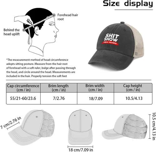 Miniatura 4 de Gorra de béisbol Shit Show Crew Member Gorra de béisbol para mujer Gorra de mezclilla gráfica ajustable