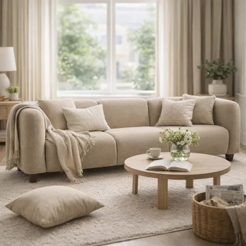 Miniatura 15 de Sofá de asiento profundo moderno de 3 plazas con patas de madera de abedul, sofá de cuero de 80.25 pulgadas, sofá tapizado suave para sala de estar