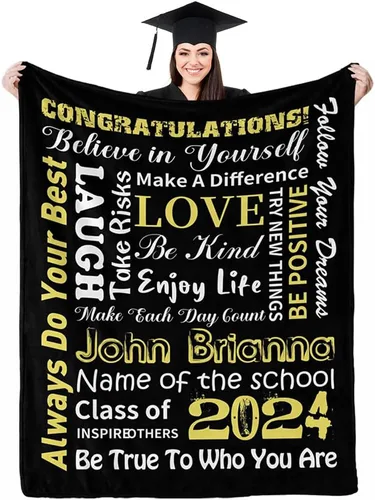 Miniatura 21 de D-Story Manta personalizada con foto, regalos de graduados universitarios para ella, regalos de graduación de felicitaciones, mantas personalizadas