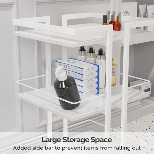 Miniatura 4 de Carrito de Esteticista con Ruedas, Carrito Rodante Utilitario para Salón, Organizador de Almacenamiento Móvil Blanco para Spa de Belleza