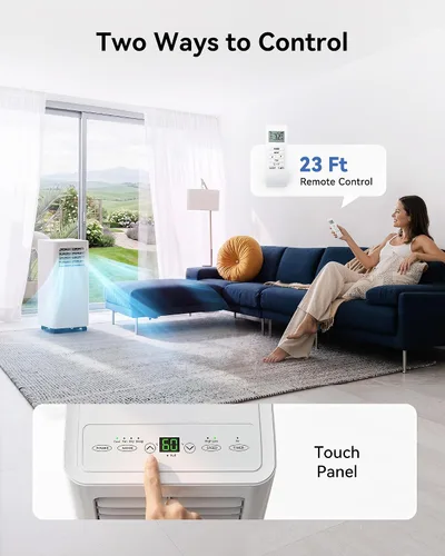 Miniatura 5 de Feelfunn Aire acondicionado portátil de 8000 BTU, 3 en 1, enfría 350 pies cuadrados, CA silenciosa con ventilador y deshumidificador, pantalla LED