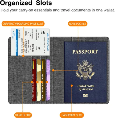 Miniatura 4 de Fintie - Funda para tarjetas y pasaporte de piel sintética bloqueo RFID cartera de viajes APPA107US