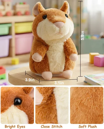 Miniatura 6 de Hámster parlante de peluche que repite lo que dices de Halobang, regalo para niños Marrón