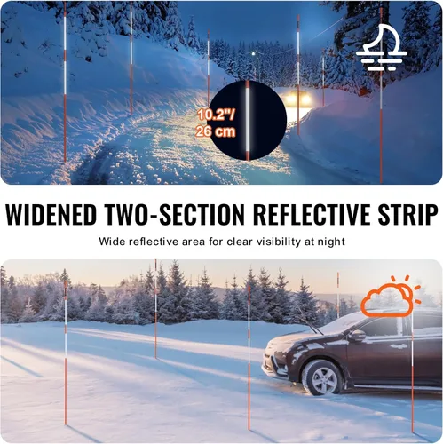 Miniatura 5 de VEVOR Marcadores de entrada, 50 PIEZAS 48 pulgadas, 0.31 pulgadas de diámetro, postes de fibra de vidrio naranja con cinta reflectante para nieve