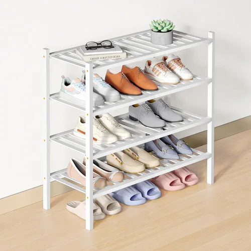 Miniatura 60 de Smiry Zapatero de bambú para clóset, organizador de zapatos apilable de 4 niveles largo de madera, estante de almacenamiento de zapatos Negro
