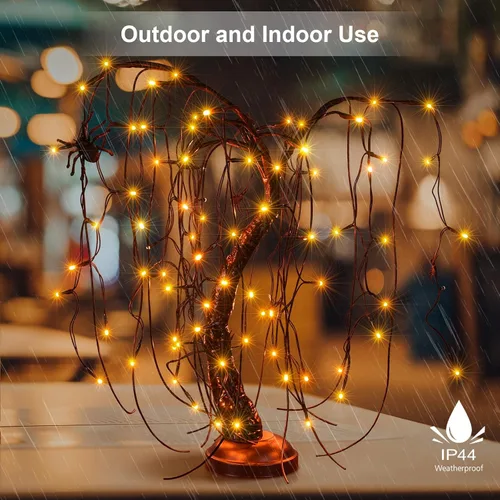 Miniatura 2 de Luz de bonsái de sauce iluminada de 24 pulgadas para Halloween, 80 luces LED naranjas, lámpara de mesa, árbol artificial, decoración de escritorio
