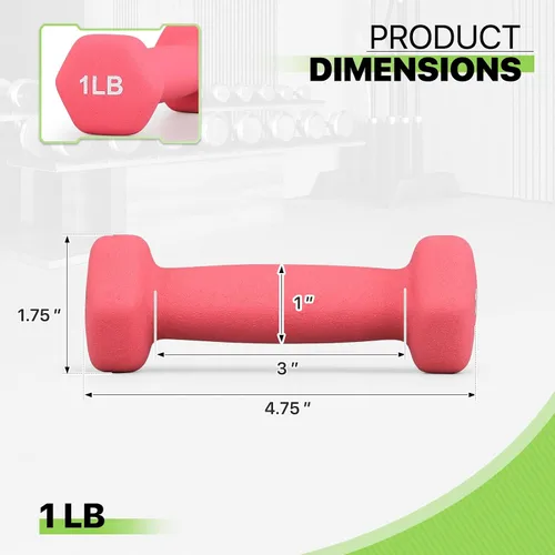 Miniatura 2 de Neoprene Coated Dumbbell Hand Weights Set – 1LB, 2LB, 3LB, 5LB Pairs for Strength Training and Home Workouts, Hex Shape for Stability and Non-Slip