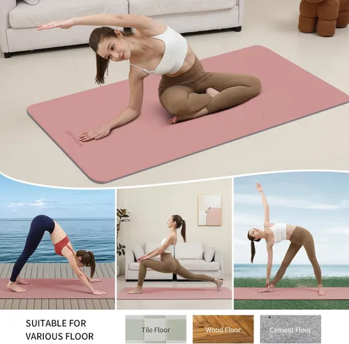 Miniatura 6 de Tapete de yoga extra grueso de 0.315 pulgadas, 72 x 28 pulgadas, tapete de ejercicio antideslizante, reversible de 2 lados de doble
