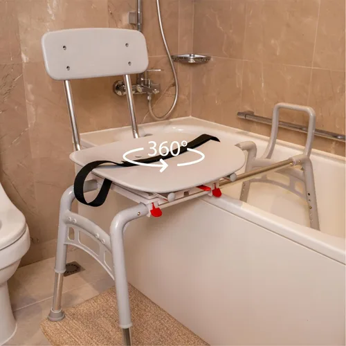 Miniatura 6 de Eagle Health Supplies Silla de ducha deslizante con asiento giratorio, elegible para FSA/HSA, bancos de ducha ajustables en altura para ducha