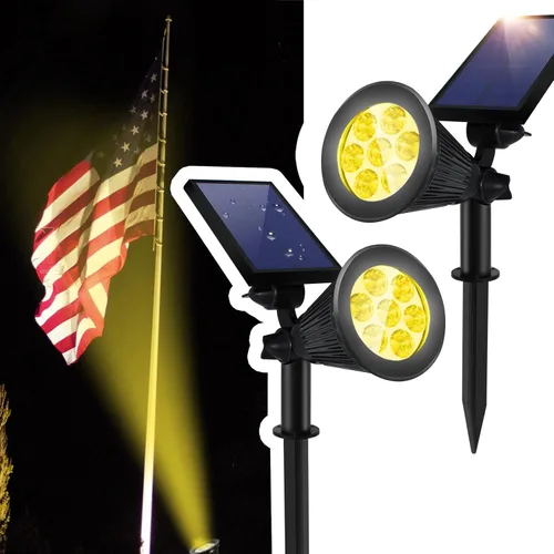Miniatura 13 de Focos solares de paisaje al aire libre, 7 luces LED brillantes, del atardecer al amanecer, impermeable, funciona con energía solar, luces de poste