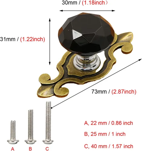 Miniatura 3 de HUAMULAN Paquete de 10 pomos de cristal para cajones con placa, pomos de puerta de armario con tornillos para cocina, baño, oficina, decoración