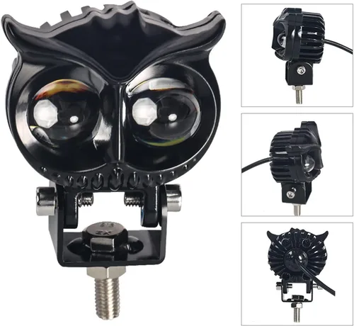 Miniatura 2 de ONERAY Luces Antiniebla para Motocicleta, Faro LED para Motocicleta Forma de Búho con Haz Alto y Bajo, Luz de Conducción Universal para Motocicletas