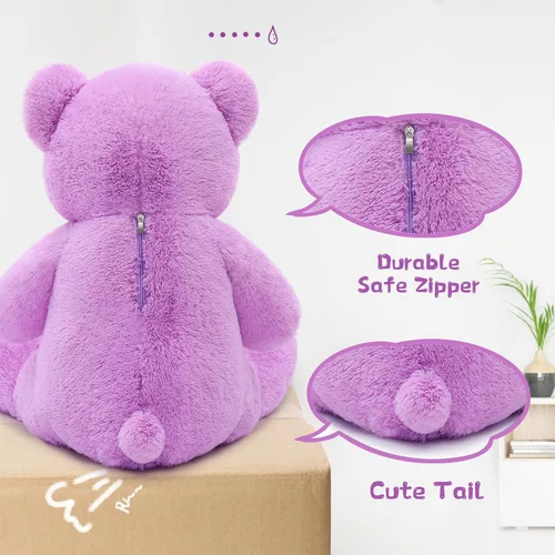 Miniatura 6 de Toys Studio Oso de peluche grande de 36 pulgadas, lindo animal de peluche gigante, oso de felpa suave para novias y niños, color morado