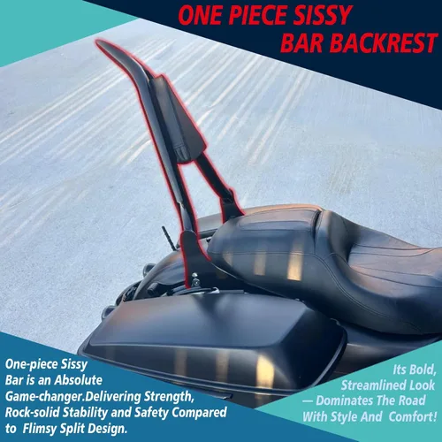 Miniatura 2 de YHMOTO Respaldo de pasajero extraíble Sissy Bar de 22" Pulgadas con kits de hardware de acoplamiento Compatible con modelos Harley Touring 2014-2025