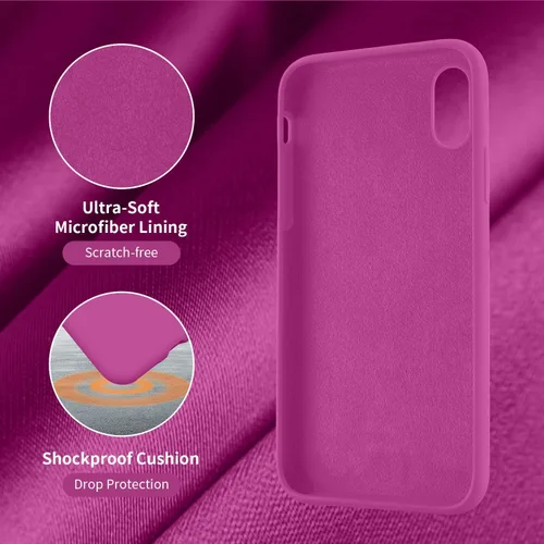 Miniatura 5 de Cordking Funda diseñada para iPhone XR, funda de silicona ultra delgada a prueba de golpes con [forro de microfibra suave antiarañazos], 6.1 Rosado