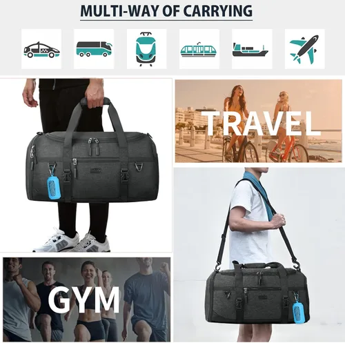 Miniatura 7 de Bolsa deportiva para gimnasio, bolsa de viaje grande impermeable con toalla deportiva, compartimento para zapatos y bolsillo húmedo, bolsa