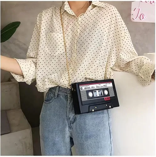 Miniatura 4 de Bolso cruzado retro con forma de radio para mujer, bolso cruzado de metal con diamantes de imitación
