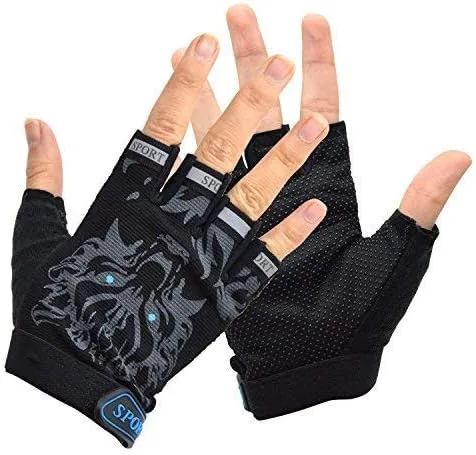 Miniatura 9 de Guantes de ciclismo sin dedos para niños y niñas con medio dedo, guantes de equitación para deportes al aire libre, guantes de gel antideslizantes