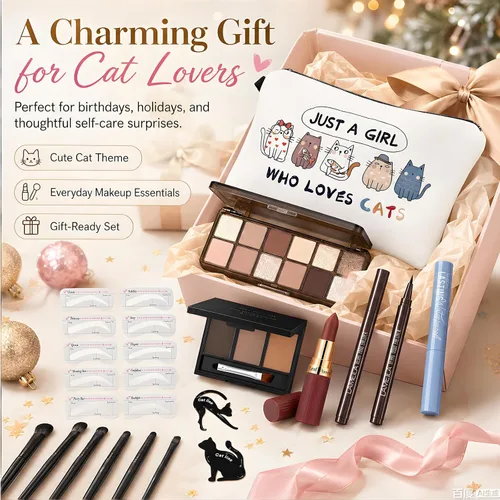 Miniatura 7 de Kit básico de maquillaje de ojos para mujeres, sombra de ojos neutra de los años 90, polvo de cejas, plantillas de cejas, guías de delineador