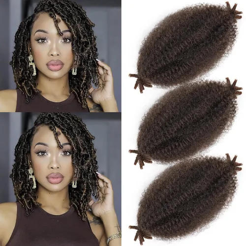 Miniatura 15 de Cabello afro trenzado elástico de 24 pulgadas, cabello Marley para rastas sintéticas, cabello trenzado estilo Marley Twist color rojo burdeos