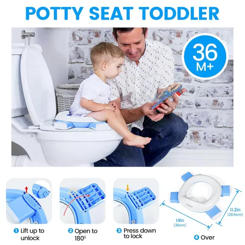 Miniatura 2 de Orzbow Inodoro portátil de entrenamiento para ir al baño, asiento de viaje para niños y niñas con protector contra salpicaduras, artículos Azul