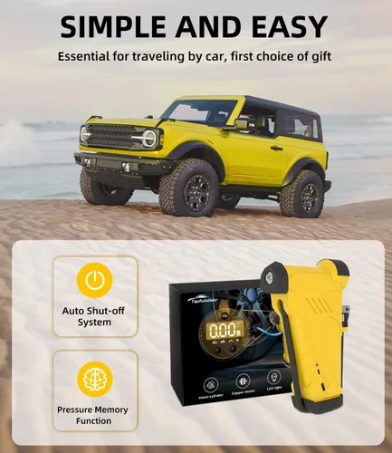 Miniatura 4 de TopAutoGear Compresor de aire portátil para inflador de neumáticos de 150 PSI, potencia dual de 12 V/20 V, salida USB, bomba de aire ideal