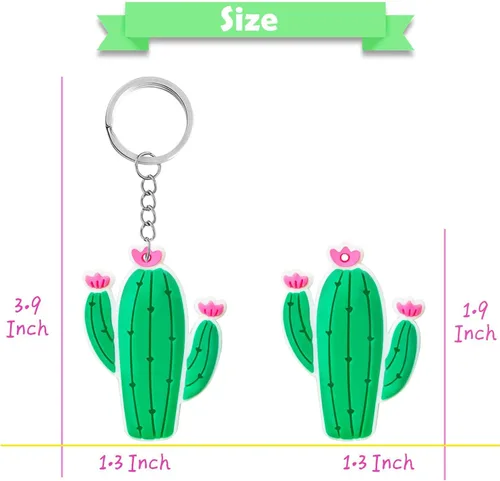 Miniatura 6 de Paquete de 24 llaveros de cactus para fiesta de Acción de Gracias, baby shower, cumpleaños, boda, bolsas de regalos, relleno de calcetines