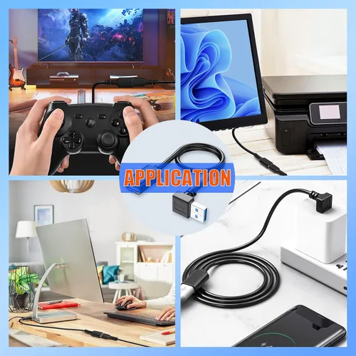 Miniatura 7 de Cable de extensión USB3.0 en ángulo descendente, cable de extensión USB A hembra a USB-A macho, cable extensor con contactos chapados en oro