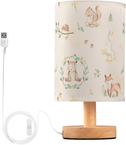Miniatura 20 de Bedside Table Lamp Cute Highland Cow Animal Nightstand Lamp with Wood Desk Lamps for Bedroom Living Room Nursery Office Home Decor