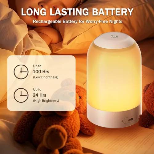 Miniatura 6 de Luz nocturna táctil de mesita de noche, luz nocturna de guardería para bebés para niños y adultos, luz de huevo con temporizador, lámpara de mesa