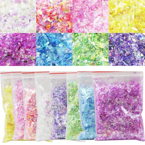 AddFavor Juego de purpurina gruesa para uñas, 8 colores, iridiscentes de lentejuelas para uñas, calcomanías de confeti para arte de uñas, resina,