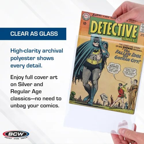 Miniatura 6 de BCW Silver Age Comic Mylar - Bolsas de archivo de 4 milésimas de pulgada de grosor Bolsas de poliéster Mylar para cómics Se adapta a Silver Age