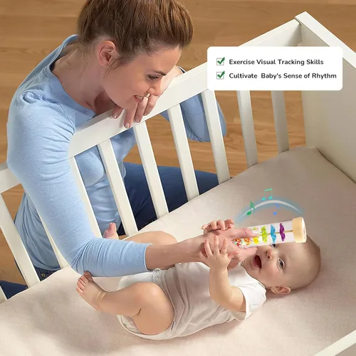 Miniatura 3 de WODI - Palo de lluvia de madera, juguetes Montessori para bebés de 6 a 12 meses, juguete sensorial de desarrollo sensorial, gotas de lluvia