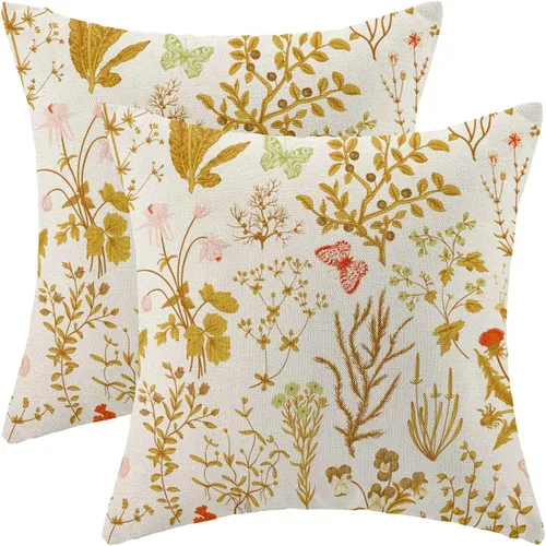 Miniatura 37 de AEIOAE Fundas de Almohada Verde Salvia de 12x20 Pulgadas Juego de 2, Fundas de Cojines Decorativos de Plantas de Flores Silvestres de Primavera