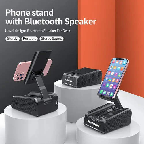 Miniatura 2 de JTEMAN Soporte para teléfono celular con altavoz Bluetooth, soporte para gadgets de cocina de escritorio con altavoz, regalos de cumpleaños