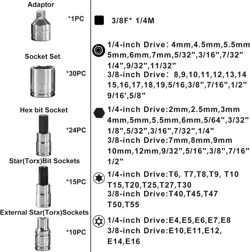 Miniatura 2 de AOBEN Llave de trinquete eléctrica inalámbrica con juego de 83 piezas de 1/4" a 3/8" de impacto, llave eléctrica de 12V con velocidad variable