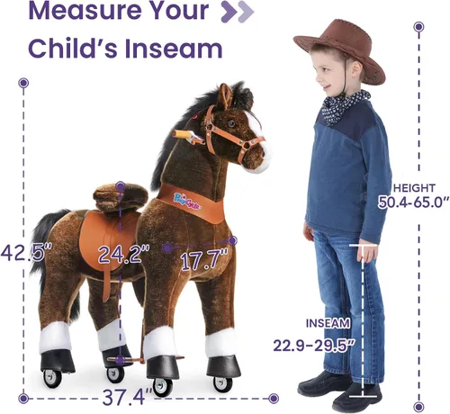 Miniatura 3 de PonyCycle Juguete de caballo para niños pequeños de 3 a 4 años con freno, accionado por niños, caballo mecánico mecánico, regalo de cumpleaños, Negro