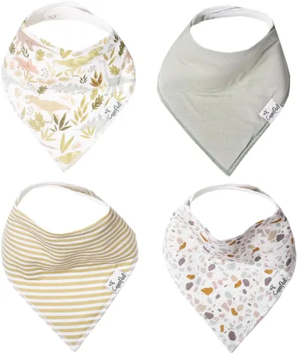 Miniatura 9 de Copper Pearl Baby Bibs 4 Pack, Printed Bandana Drool Bibs for Baby Girl & Boy, Soft Cotton Drooling Teething Bibs Claire
