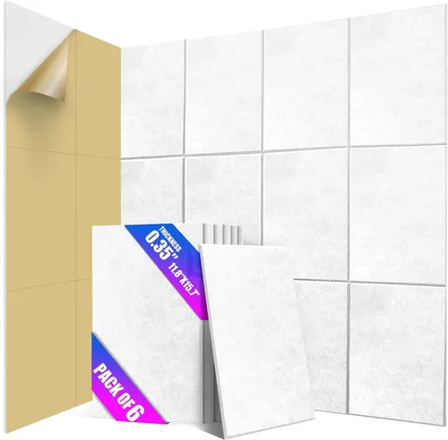 Miniatura 11 de Paquete de 6 paneles acústicos de pared con autoadhesivo, espuma de alta densidad absorbente de sonido de 11.8 x 15.7 pulgadas, paneles acústicos