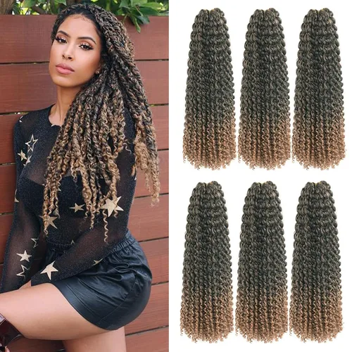 Miniatura 21 de Cabello de estilo Passion Twists de 14 pulgadas, cabello ondulado de ganchillo para mujeres negras, cabello rizado bohemio para trenzas de mariposa