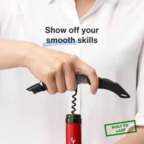 Miniatura 5 de Vintorio Sacacorchos profesional para camareros, llave de vino con agarre ergonómico de goma, abridor de botellas de cerveza y cortador de papel
