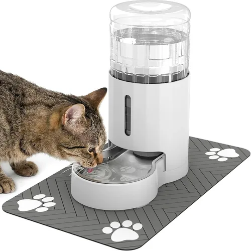 Miniatura 11 de JUNSPOW Dispensador de agua para gatos con cuenco de acero inoxidable, dispensador automático de agua por gravedad para gatos o perros pequeños