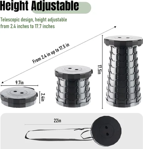 Miniatura 3 de Doseno Taburete plegable mejorado grueso, taburete plegable portátil retráctil, silla plegable portátil plegable para pesca, (rojo)